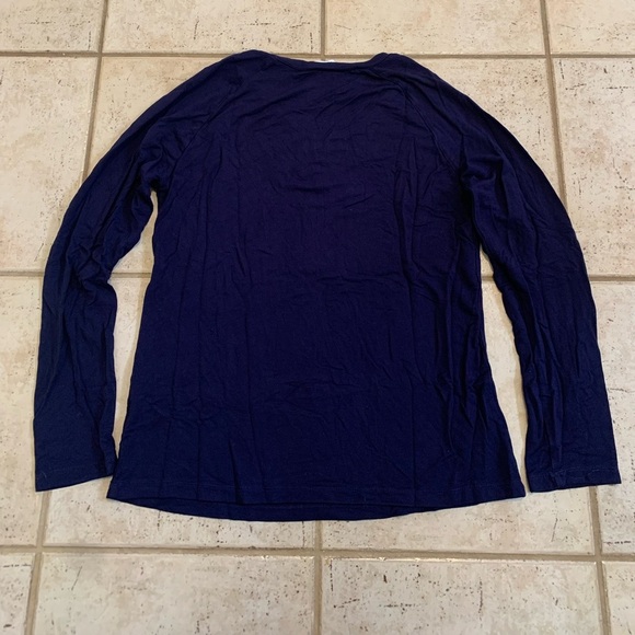 Reitmans Embellished Neckline Long Sleeve Top - Navy Blue - Size L - Picture 6 of 7